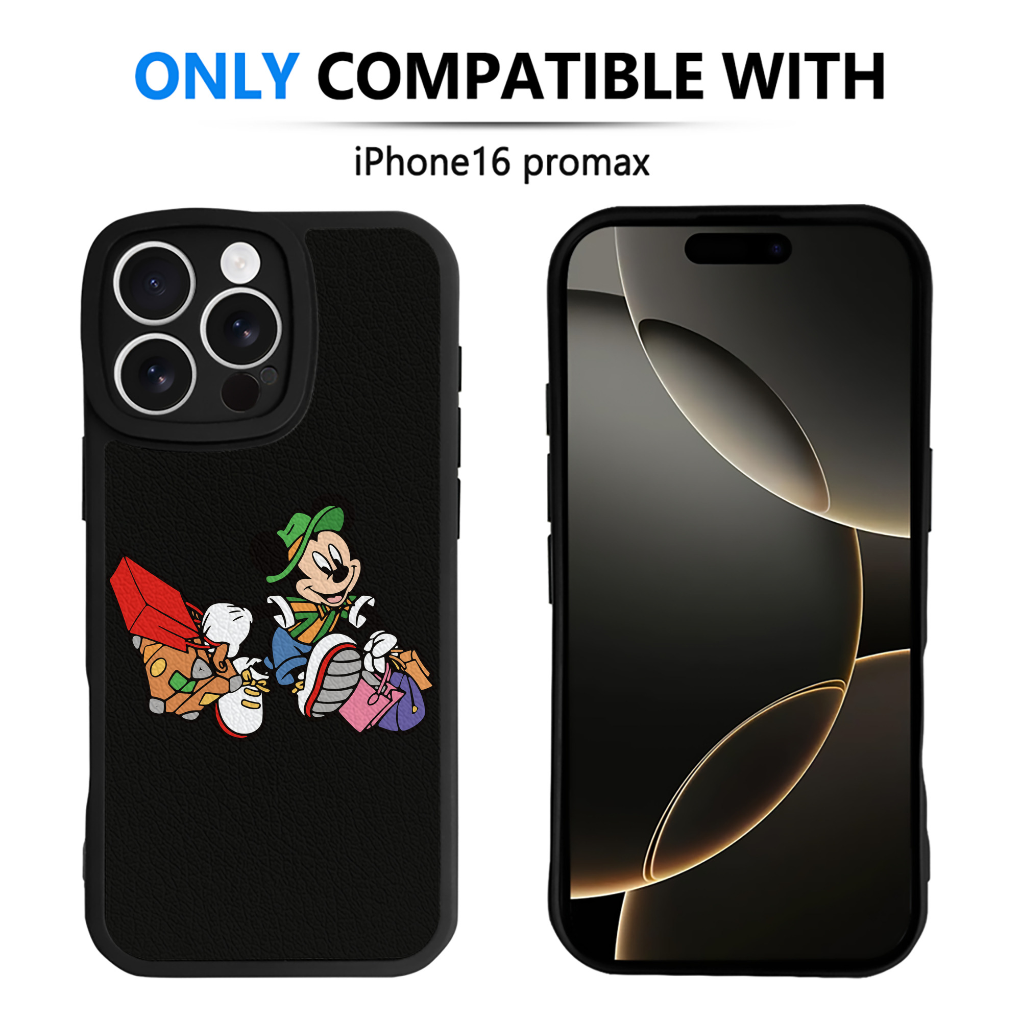 （画像用） ミッキーマウス Mickey Mouse 【iPhone 16シリーズ対応】シリコンスマホケース（レザー調） 材質：シリコン